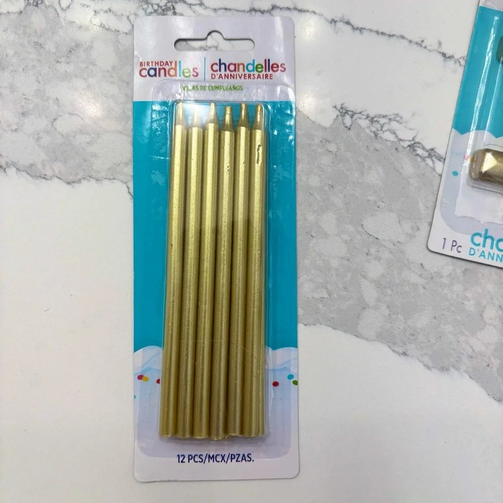 Lot of Amscan Metallic Gold Birthday Candles